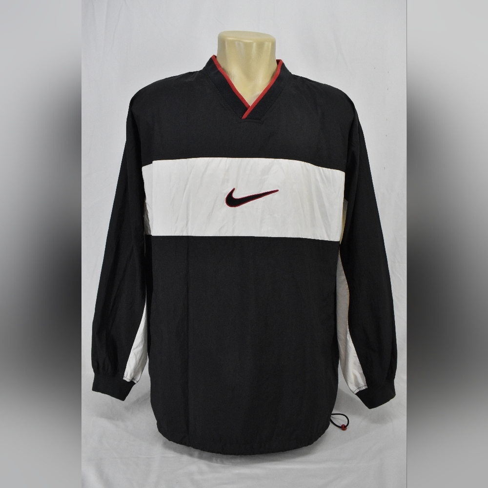 Vintage 90's Nike Windbreaker Pullover Jacket,Color:Black-White,Size:XL.